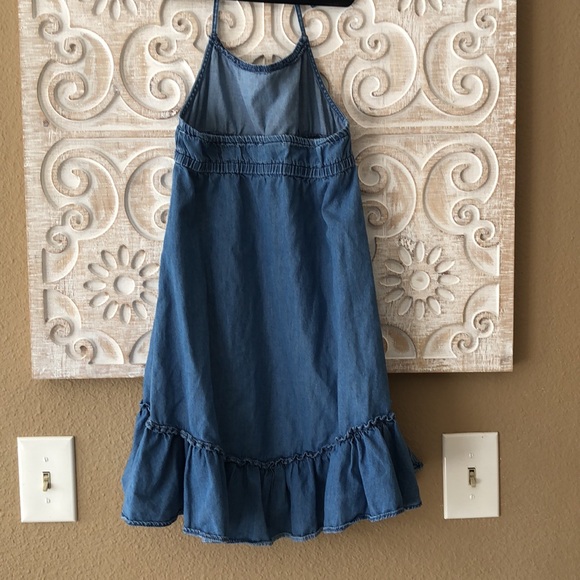 GAP KIDS S Chambray Denim halter SUNDRESS EXCELLENT PREOWNED Cond. 100% cotton - Picture 2 of 4